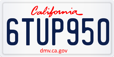 CA license plate 6TUP950