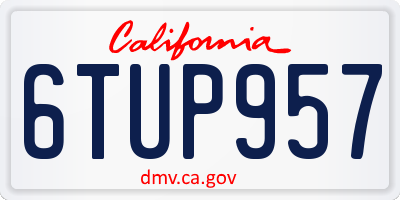 CA license plate 6TUP957