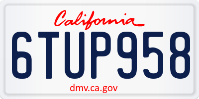 CA license plate 6TUP958