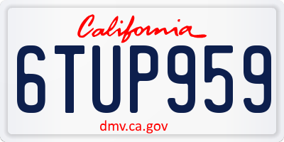 CA license plate 6TUP959