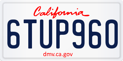 CA license plate 6TUP960
