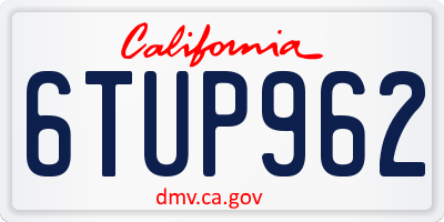 CA license plate 6TUP962