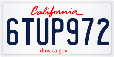 CA license plate 6TUP972
