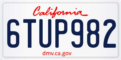 CA license plate 6TUP982