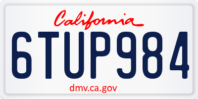 CA license plate 6TUP984