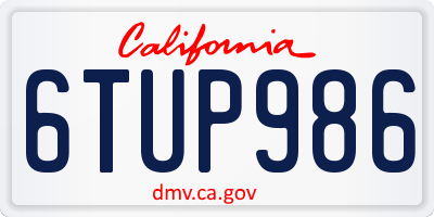 CA license plate 6TUP986