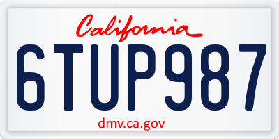 CA license plate 6TUP987