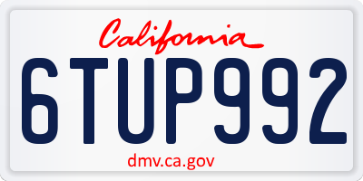 CA license plate 6TUP992