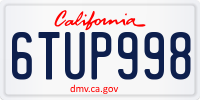 CA license plate 6TUP998
