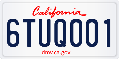 CA license plate 6TUQ001