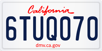 CA license plate 6TUQ070