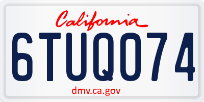 CA license plate 6TUQ074