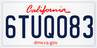 CA license plate 6TUQ083