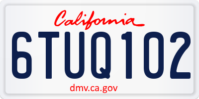 CA license plate 6TUQ102