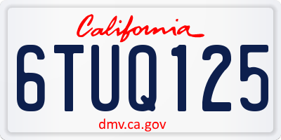 CA license plate 6TUQ125