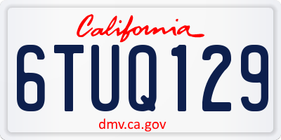 CA license plate 6TUQ129