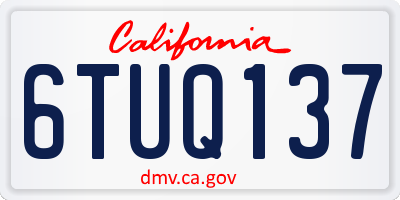 CA license plate 6TUQ137