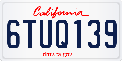 CA license plate 6TUQ139