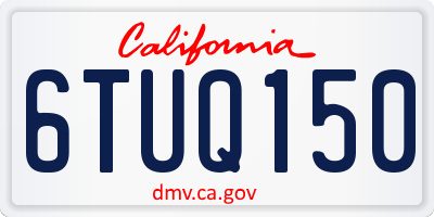 CA license plate 6TUQ150