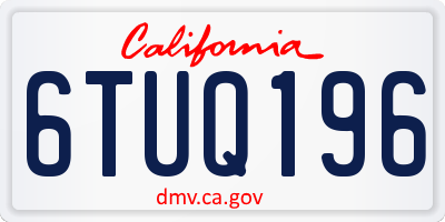 CA license plate 6TUQ196