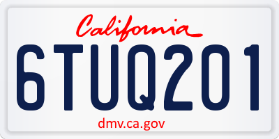 CA license plate 6TUQ201