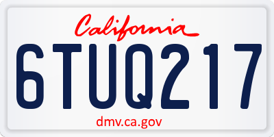 CA license plate 6TUQ217