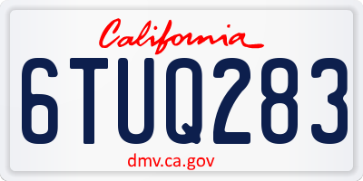 CA license plate 6TUQ283