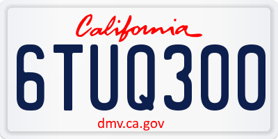 CA license plate 6TUQ300