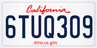 CA license plate 6TUQ309