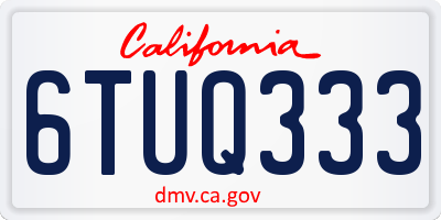 CA license plate 6TUQ333