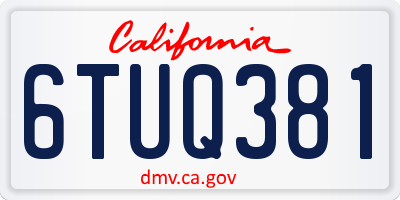 CA license plate 6TUQ381