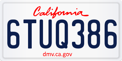 CA license plate 6TUQ386