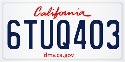 CA license plate 6TUQ403