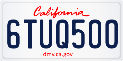 CA license plate 6TUQ500