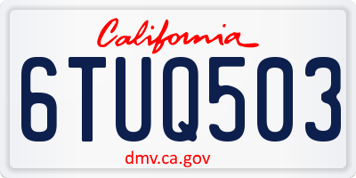 CA license plate 6TUQ503