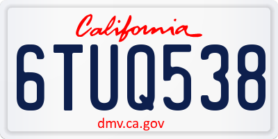 CA license plate 6TUQ538