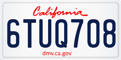 CA license plate 6TUQ708