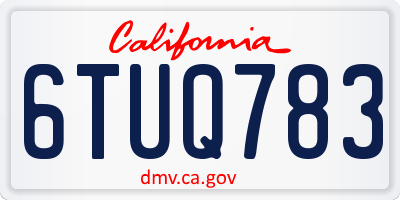 CA license plate 6TUQ783
