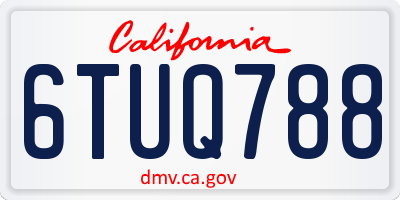 CA license plate 6TUQ788