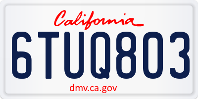 CA license plate 6TUQ803