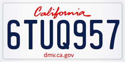 CA license plate 6TUQ957