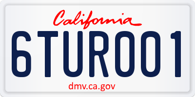 CA license plate 6TUR001