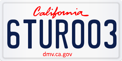 CA license plate 6TUR003