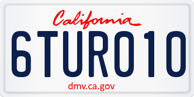 CA license plate 6TUR010