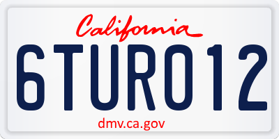 CA license plate 6TUR012