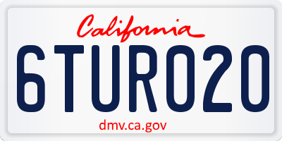 CA license plate 6TUR020