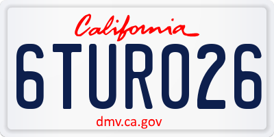 CA license plate 6TUR026