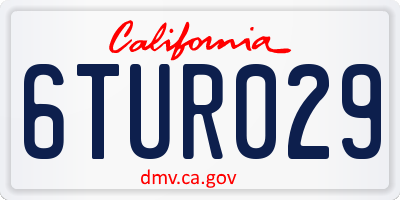 CA license plate 6TUR029
