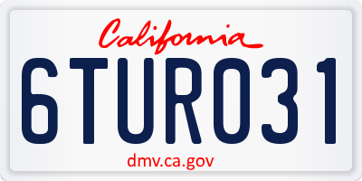 CA license plate 6TUR031