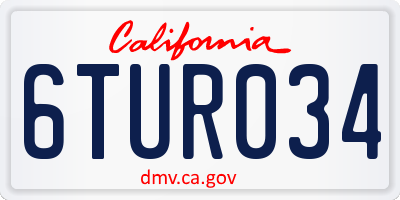CA license plate 6TUR034